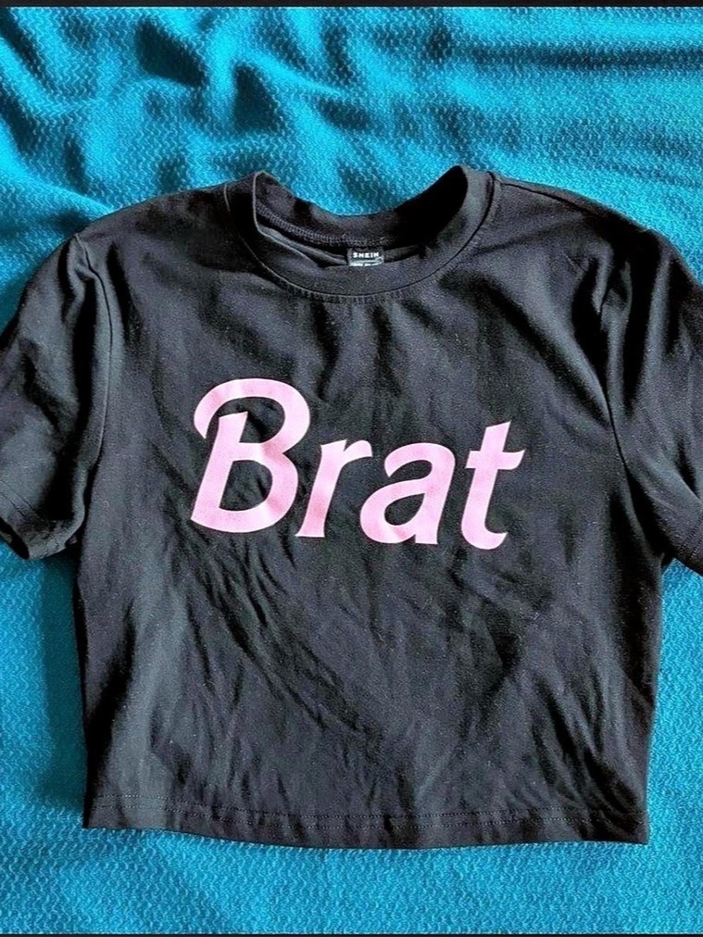 SHEIN Brat Graphic Tee in Black & Pink